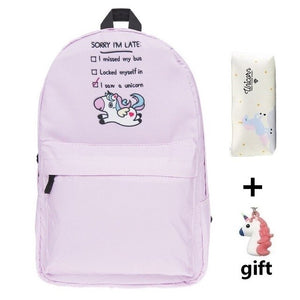 Unicorn pattern school bag