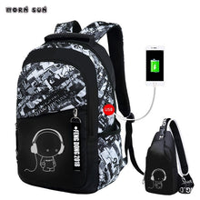 Load image into Gallery viewer, Boys black Luminous backpack