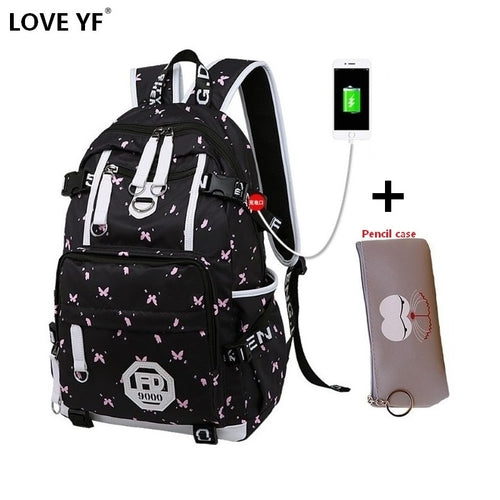 USB Charger Backpack Women